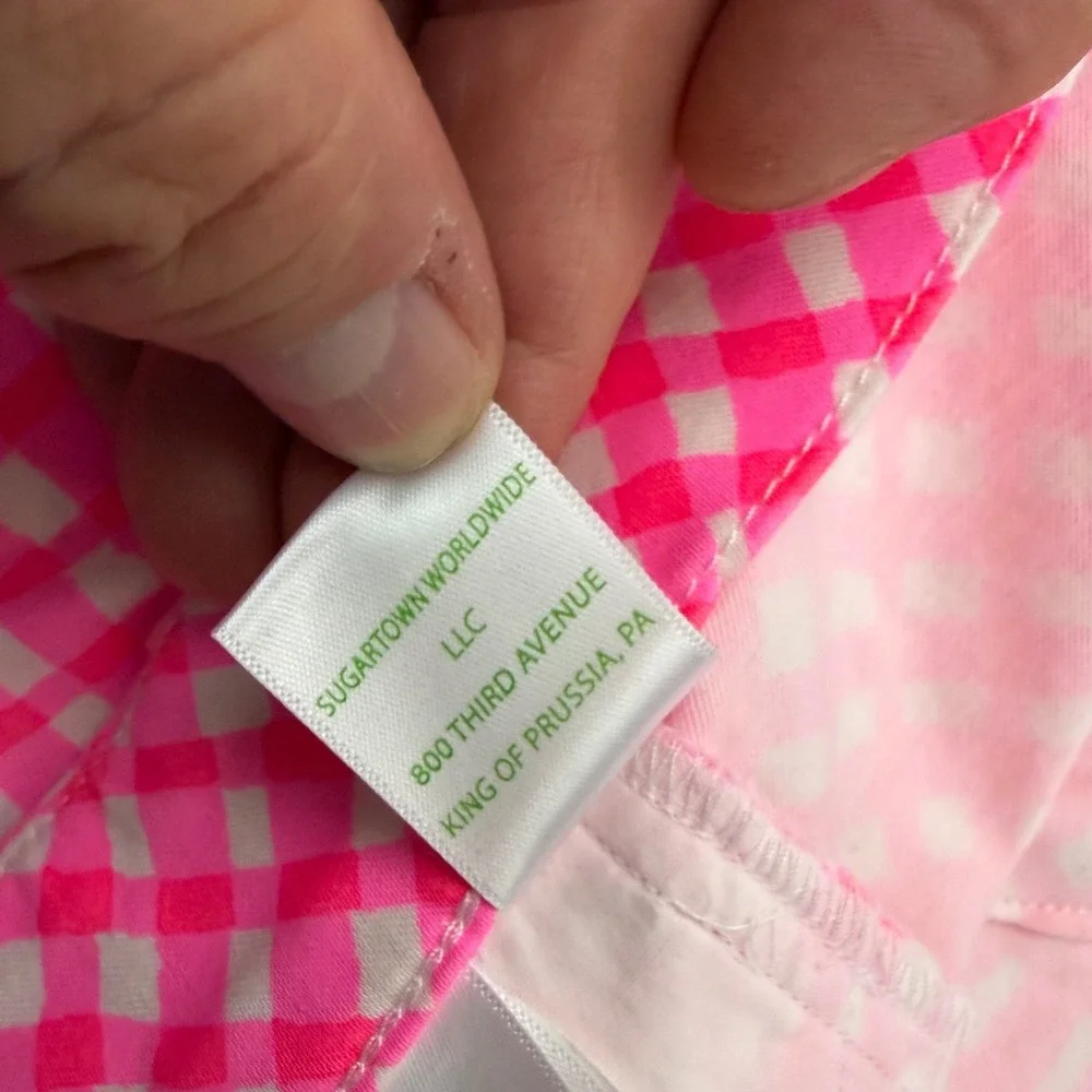 Lilly Pulitzer Callahan Shorts Women 6 Pink Gingham Check Neon Side Zip Stretch